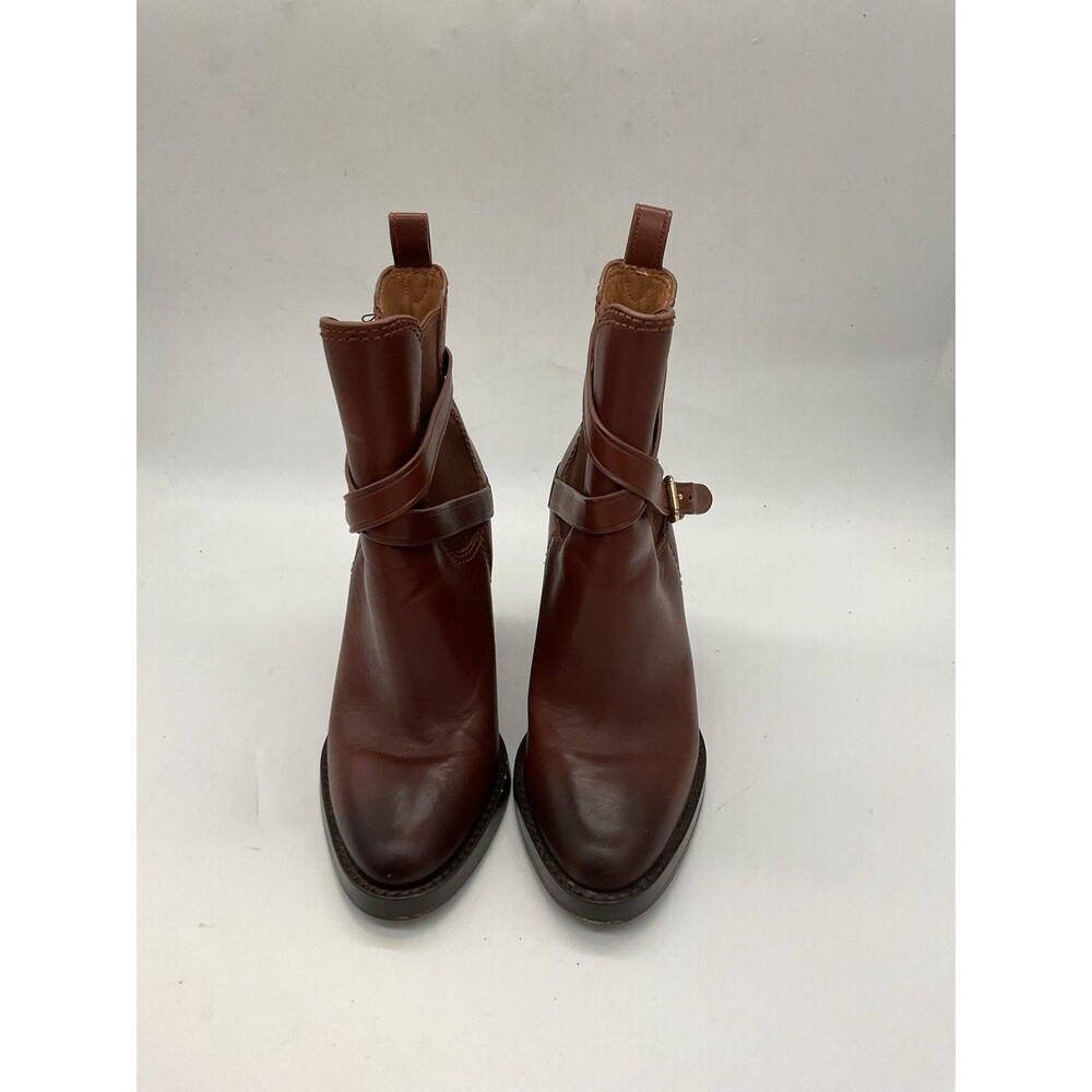 Coach Women’s Brown Leather Ankle Boots Buckle Accent Round Toe US 7 B - Picture 1 of 10